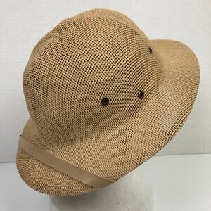 R&R Woven Safari Pith Helmet Hat Tan Outdoor Sun Protection Adventurer Explorer